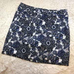 Ann Taylor LOFT Floral Blue Skirt